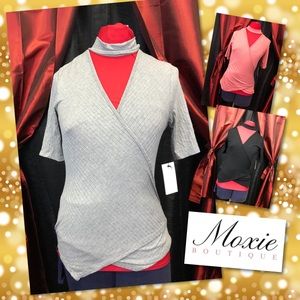 Overlapping Textured Choker Top (Rose)